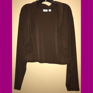 Brown Long Sleeve Bolero with Cascading Opening